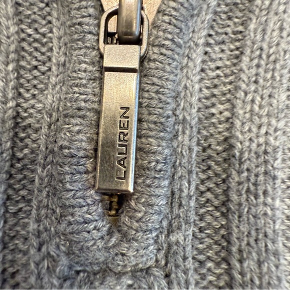 LAUREN RALPH LAUREN Women’s Ribbed Pullover Sweater Sz SP Gray Knit 1/4 Zip - Picture 3 of 8